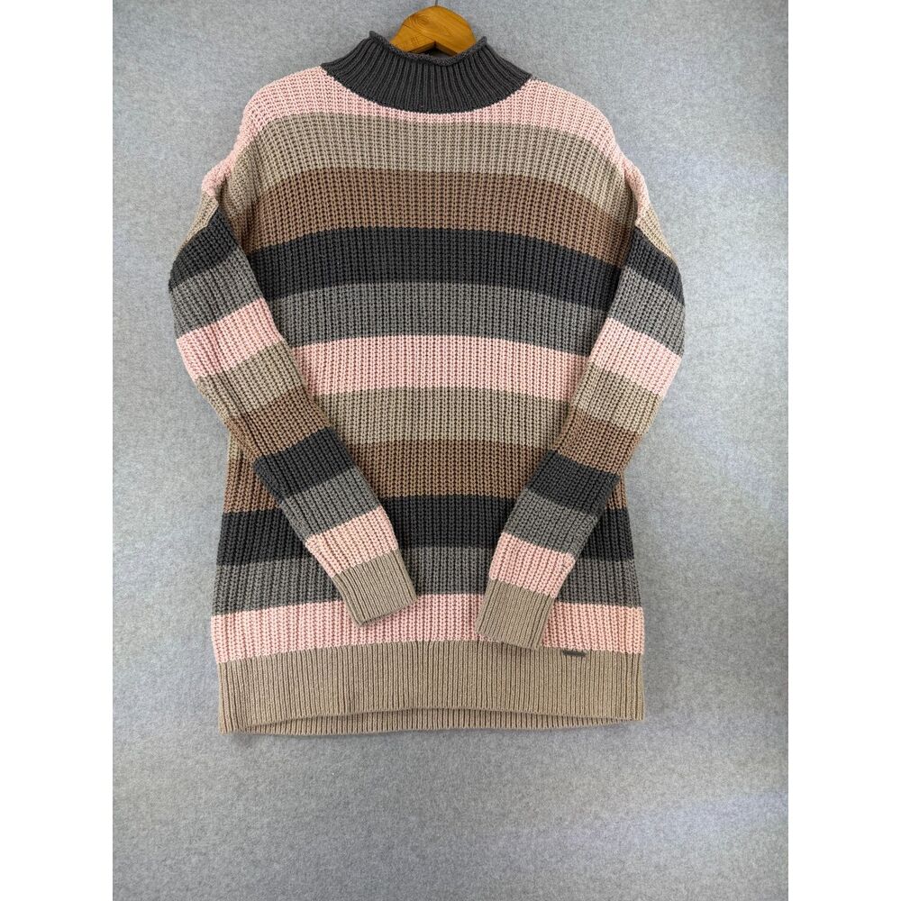 Abercrombie & Fitch Women's L Chunky Knit Striped Mock Neck Sweater 3622